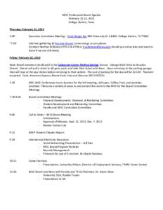   BESC	
  Professional	
  Board	
  Agenda	
   February	
  21-­‐22,	
  2013	
   College	
  Station,	
  Texas	
   	
   Thursday,	
  February	
  21,	
  2013	
  