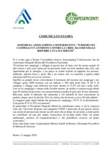 Ufficio Stampa  COMUNICATO STAMPA ASSEMBLEA ASSOCAMPING CONFESERCENTI: 