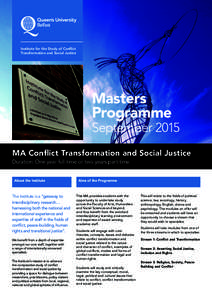 Institute for the Study of Conflict Transformation and Social Justice Masters Programme