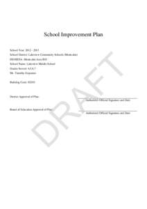 School Improvement Plan School Year: [removed]School District: Lakeview Community Schools (Montcalm) ISD/RESA: Montcalm Area ISD School Name: Lakeview Middle School Grades Served: 4,5,6,7