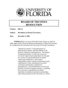 BOARD OF TRUSTEES RESOLUTION Number: R03-14