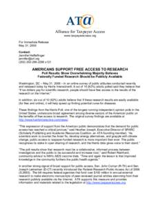 Alliance for Taxpayer Access www.taxpayeraccess.org For Immediate Release May 31, 2006 Contact: Jennifer Heffelfinger