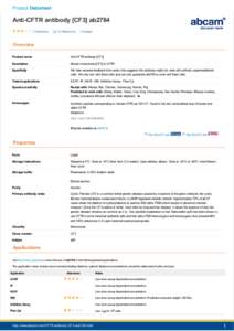 Product Datasheet  Anti-CFTR antibody [CF3] ab2784 3 Abreviews  13 References