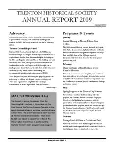 TRENTON HISTORICAL SOCIETY  ANNUAL REPORT 2009 January[removed]Advocacy