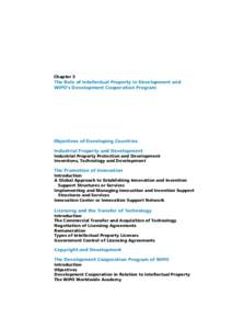 Chapter 3  The Role of Intellectual Property in Development and WIPO’s Development Cooperation Program  Objectives of Developing Countries