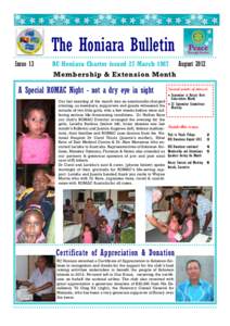 The Honiara Bulletin Issue 13 RC Honiara Charter issued 27 March 1987 August 2012 Membership & Extension Month
