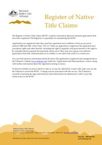 Registers Register of Native Title Claims Feb 08