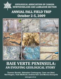 GEOLOGICAL ASSOCIATION OF CANADA NEWFOUNDLAND AND LABRADOR SECTION ANNUAL FALL FIELD TRIP October 2-5, 2009