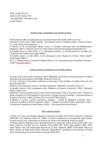 Prof. Luigi Moccia Università Roma Tre Via Gabriello ChiabreraRoma  Academic titles, commitments and scientific positions