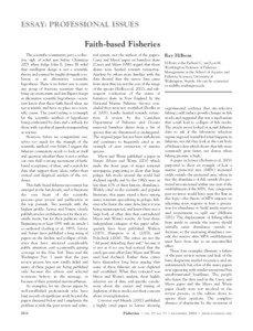ESSAY: PROFESSIONAL ISSUES  Faith-based Fisheries