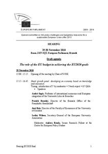 [removed]EUROPEAN PARLIAMENT Special committee on the policy challenges and budgetary resources for a sustainable European Union after 2013