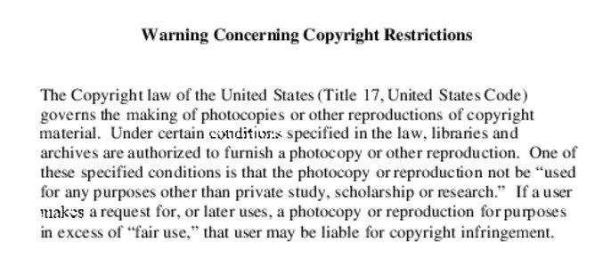 Warning Concerning Copyright Restrictions  The Copyright law of the United States (Title 17, United States Code)