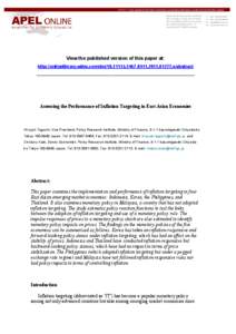 A P E L - Your guide to the best economic and policy literature on the Asian-Pacific region Asian-Pacific Economic Literature ANU College of Asia & the Pacific The Australian National University JG Crawford Building No. 