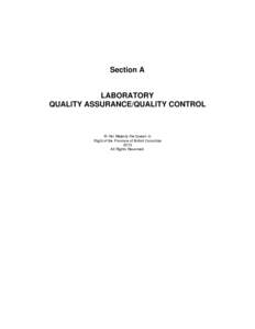 Section A  LABORATORY QUALITY ASSURANCE/QUALITY CONTROL  © Her Majesty the Queen in