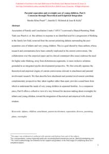 Published in final form in the April 2014 issue of the Family Court Review (Volume 52, Issue 2). See http://onlinelibrary.wiley.com/doi[removed]fcre[removed]issue-2/issuetoc All Rights Reserved. Parental separation and o