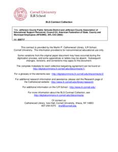 BLS Contract Collection  Title: Jefferson County Public Schools District and Jefferson County Association of Educational Support Personnel, Council 62, American Federation of State, County and Municipal Employees (AFSCME