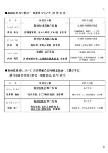 1 ■取締役担当分野の一部変更について （２月１日付） 氏　　名 たかむら　ゆうじ  高村　有治