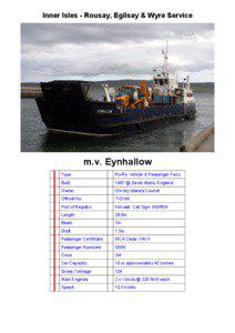 Inner Isles - Rousay, Egilsay & Wyre Service  m.v. Eynhallow