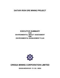 DAITARI IRON ORE MINING PROJECT  EXECUTIVE SUMMARY FOR ENVIRONMENTAL IMPACT ASSESSMENT AND