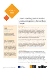 POLICY BRIEF Labour mobility and citizenship Safeguarding social standards in Europe