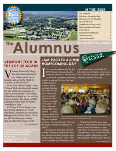 In This Issue Top 25 Again! Full House for Alumni Day Message from the President Farm of the Year Firefighting Training is HOT