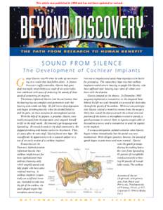 This article was published in 1998 and has not been updated or revised.  BEYOND DISCOVERY TM