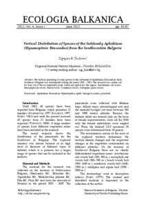 Vertical Distribution of Species of the Subfamily Aphidiinae (Hymenoptera: Bracondae) from the Southwestern Bulgaria