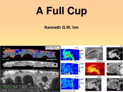A Full Cup Kenneth G.W. Inn Postdetonation nuclear debris for attribution A. J. Fahey,1 C. J. Zeissler, D. E. Newbury, J. Davis, R. M. Lindstrom Proc Natl Acad Sci U S ANovember 23; 107(47): 20207–20212.