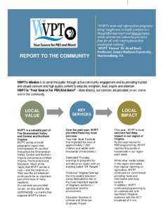 REPORT TO THE COMMUNITY  “WVPT’s news and information programs