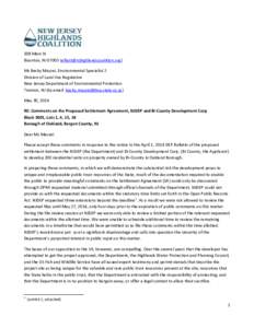 508 Main St Boonton, NJ[removed]removed]) Ms Becky Mazzei, Environmental Specialist 2 Division of Land Use Regulation New Jersey Department of Environmental Protection Trenton, NJ (by email: becky.