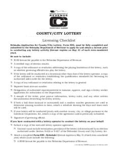 COUNTY/CITY LOTTERY  . . . . . . . . . . . . . . . . . . . . . . . . . . . . . Licensing Checklist