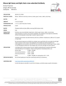 Mouse IgG-heavy and light chain cross-adsorbed Antibody Donkey Polyclonal Antigen Affinity Purified Catalog No. A90-337A