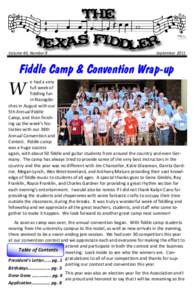 Volume 40, Number 8  September 2011 Fiddle Camp & Convention Wrap-up e had a very