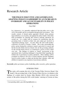 Salus Journal  Issue 2, Number 1, 2014 Research Article THE POLICE EXECUTIVE AND GOVERNANCE: