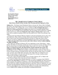 Jimmy Carter Library & Museum News Release