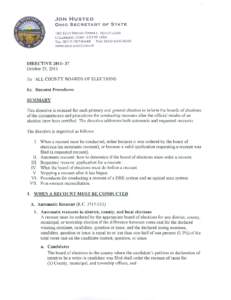 JON HUSTED OHIO SECRETARY OF STATE 18 0 EAST BROAD STREET, 16TH FLOOR COLUMBUS, OHIO[removed]U SA T EL[removed]FNC[removed]