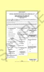 UNION COUNTY OFFICIAL ABSENTEE/PROVISIONAL/CHALLENGED BALLOT PL E