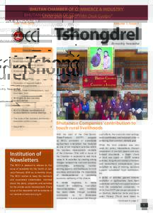 BHUTAN CHAMBER OF COMMERCE & INDUSTRY “Under pratonage of Fifth Druk Gyalpo” Jan - Feb 2016 Volume 1, Issue 1