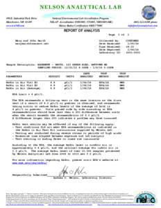 490 E. Industrial Park Drive Manchester, NHwww.testNH.com National Environmental Lab Accreditation Program NELAP Accreditation #NH1005, VT1005, NH01005(ME)