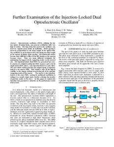 Further Examination of the Injection-Locked Dual Optoelectronic Oscillator