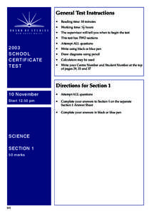 General Test Instructions[removed]SCHOOL CERTIFICATE TEST