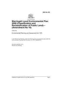 2008 No 283  New South Wales Warringah Local Environmental Plan[removed]Classification and