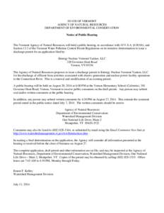 Entergy Nuclear Vermont Yankee, LLC Draft Permit, VT0000265
