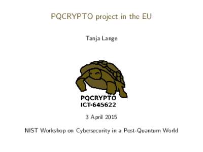 PQCRYPTO project in the EU  Tanja Lange 3 April 2015