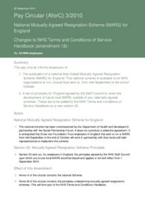 Agenda for Change / NHS Pension Scheme / Employment / Pension / United Kingdom / Economics / Finance / Healthcare in England / Health and Social Care Bill / National Health Service / Employment compensation / Severance package