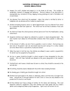 RAINFORD CE PRIMARY SCHOOL SCHOOL REGULATIONS 1