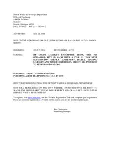 Detroit Water and Sewerage Department Office of Purchasing 9300 W. Jefferson Suite 213 Detroit, Michigan[removed]6483 Fax[removed]