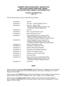 CURRENT POPULATION SURVEY, JANUARY 2010 DISPLACED WORKER, EMPLOYEE TENURE, AND OCCUPATIONAL MOBILITY SUPPLEMENT FILE TECHNICAL DOCUMENTATION CPS—10