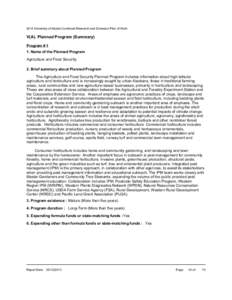 2014 University of Alaska Combined Research and Extension Plan of Work  V(A). Planned Program (Summary) Program # 1 1. Name of the Planned Program Agriculture and Food Security