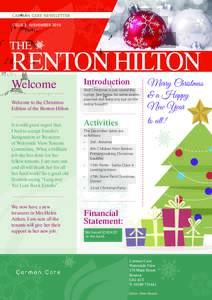 CARMAN CARE NEWSLETTER ISSUE 3 NOVEMBER 2015 THE  RENTON HILTON